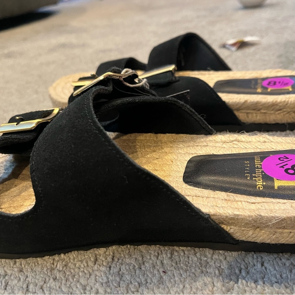 Haute Hippie Black Sandals with Gold Buckles NWT - Picture 13 of 13